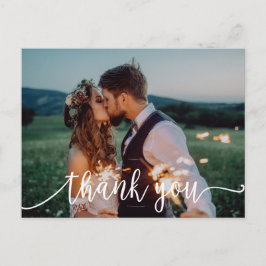 Cartão Postal Casamento Fotográfico com Caligrafia Branca Chic O