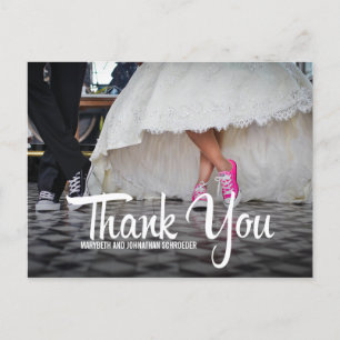 Cartão Postal Casamento Fotográfico de Bold Calliografia Obrigad