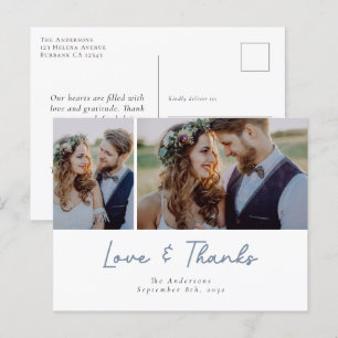 Cartão Postal Casamento Fotográfico de Obrigados e Amor Obrigado