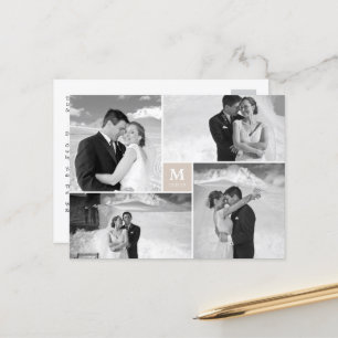 Cartão Postal Casamento Fotográfico do Tan Square Monograma 4 Ob
