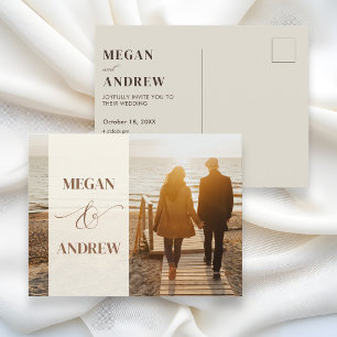 Cartão Postal Casamento fotográfico minimalista bege