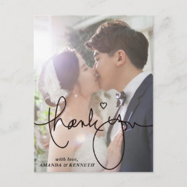 Cartão Postal Casamento Fotográfico Simples Elegante 1 Obrigado