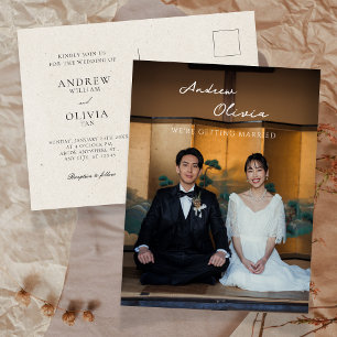 Cartão Postal Casamento fotográfico tradicional minimalista clás