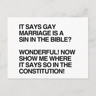 CARTÃO POSTAL CASAMENTO GAY É UM SENHOR NA BÍBLIA