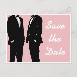 Cartão Postal Casamento Gay Moderno Elegante Rosa Save The Date