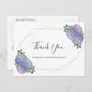 Cartão Postal Casamento Geométrico Chic Dusty Blue Floral Obriga