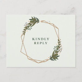 Cartão Postal Casamento geométrico de terra floral RSVP