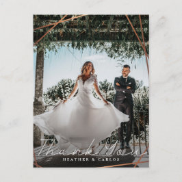 Cartão Postal Casamento Geométrico Dourado Moderno Obrigado