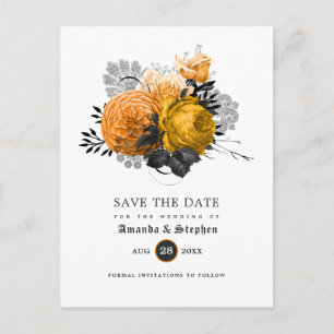 Cartão Postal Casamento Gótico Vintage Salve a Data