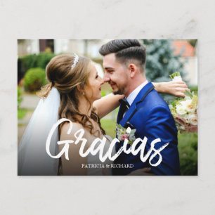 Cartão Postal Casamento Gracias Na moda Script Obrigado Foto