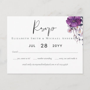 Cartão Postal Casamento Laranja De Púrpura Floral Elegante