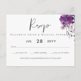 Cartão Postal Casamento Laranja De Púrpura Floral Elegante