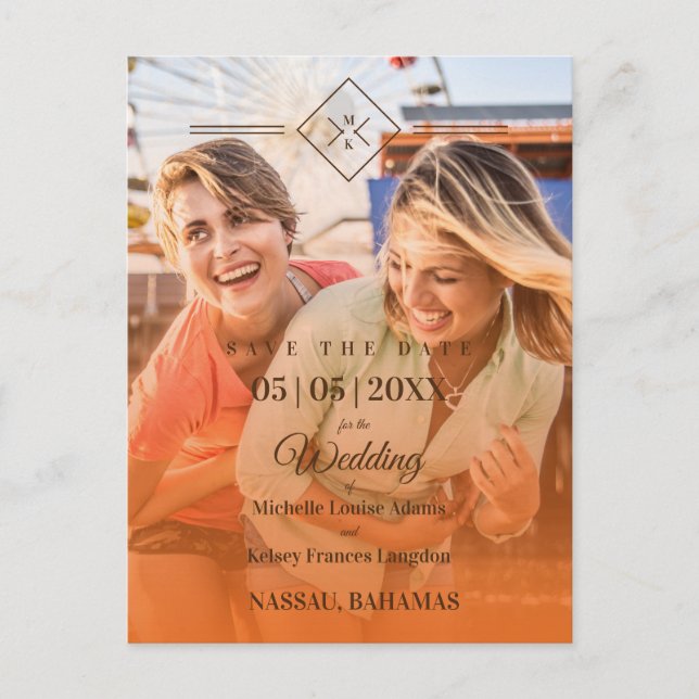 Cartão Postal Casamento Lésbico Gay de Casamento de Destino Lara (Frente)