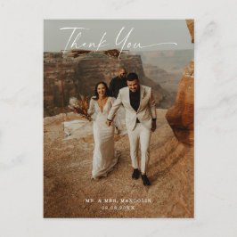 Cartão Postal Casamento Manuscrito 2-Foto Obrigado