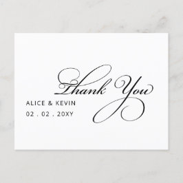 Cartão Postal Casamento Manuscrito Simples Obrigado