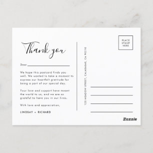Cartão Postal Casamento Minimalista Moderno com Tipografia Simpl
