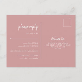 Cartão Postal Casamento Minimalista Rosa Po dusty | Escolha de R
