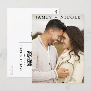 Cartão Postal Casamento moderno com código QR para ler Salve a d