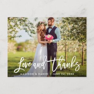 Cartão Postal Casamento Moderno com Letra de Pincel Foto Amor e