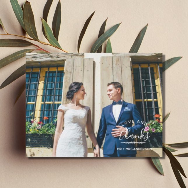 Cartão Postal Casamento Moderno de Obrigados e Amor Obrigado (Criador carregado)