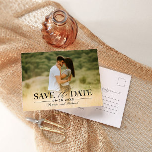 Cartão Postal Casamento Moderno e Elegante Salvar a Data Foto