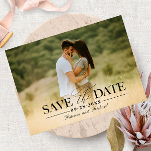 Cartão Postal Casamento Moderno e Elegante Salvar a Data Foto