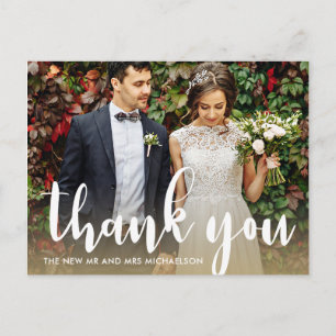 Cartão Postal Casamento Moderno e Simples de Agradecimento de Fo