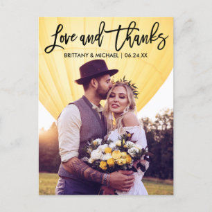Cartão Postal Casamento Moderno em Script com Pincel Amor Agrade