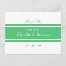 Cartão Postal Casamento Moderno Emerald Green - Obrigado