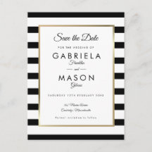 Casamento Moderno Preto e Branco com Listras Save 