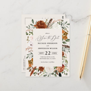 Cartão Postal casamento moderno rústico e elegante da botânica n