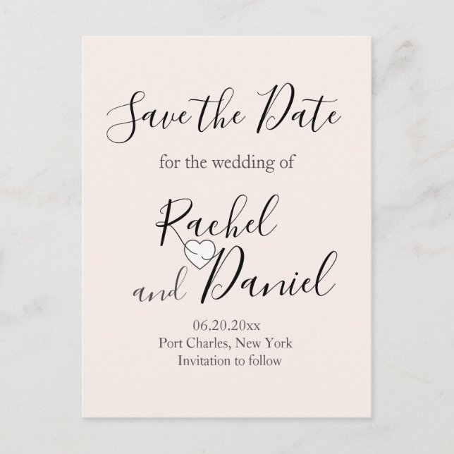 Cartão Postal Casamento Moderno Salve a Data (Frente)