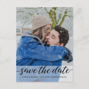 Cartão Postal Casamento Moderno Salve a data Foto personalizada