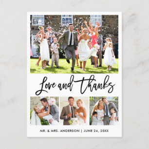 Cartão Postal Casamento Moderno Script Pincel Amor Obrigado 4 Fo