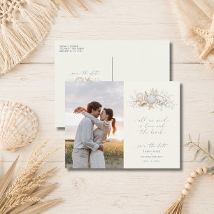 Cartão Postal Casamento na Praia com Foto de Amor - Save the Dat