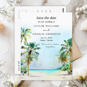 Cartão Postal Casamento na Praia Tropical - Salve a Data