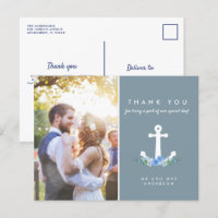 Casamento Náutico Romântico Obrigado Cartão-Postal