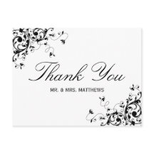 Casamento Negro e Branco Elegante Obrigado