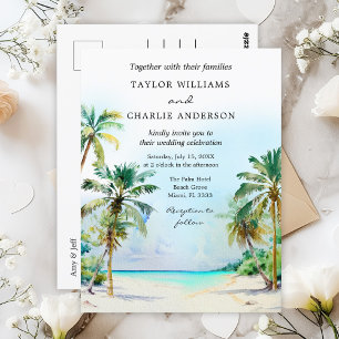 Cartão Postal Casamento no Destino de Praia Tropical