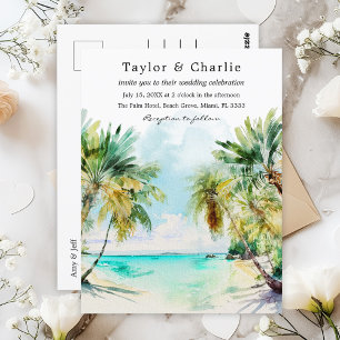 Cartão Postal Casamento no Destino de Praia Tropical