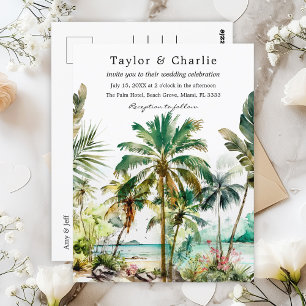 Cartão Postal Casamento no Destino de Praia Tropical