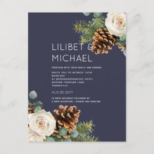 Cartão Postal CASAMENTO NO INVERNO ORÇAMENTAL Eucalyptus Rosas v