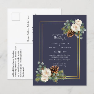Cartão Postal CASAMENTO NO INVERNO ORÇAMENTAL Rosas brancas Dou