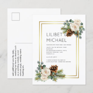 Cartão Postal CASAMENTO NO INVERNO ORÇAMENTAL Rosas brancas Dou