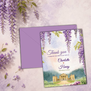 Cartão Postal Casamento no Jardim da Mansão Wisteria Obrigado