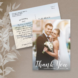 Cartão Postal Casamento Obrigado 2 Fotos Diversão Moderna Casual