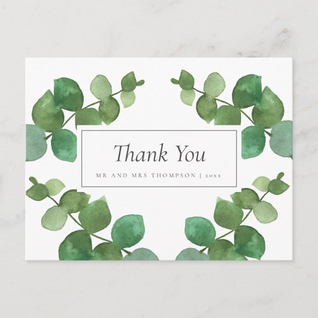 Cartão Postal Casamento Obrigado Bosque de Eucalipto (Frente)