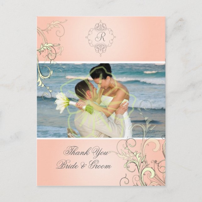 Cartão Postal Casamento Obrigado Cartazes Fotográficos, (Frente)