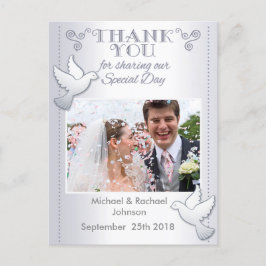 Cartão Postal Casamento Obrigado Foto Postcard Lovebird