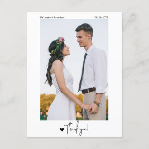 Cartão Postal Casamento Obrigado Foto Roteiro Simples Minimalist